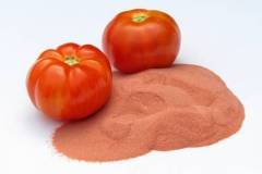 Tomato powder with tomatoes isolated on white background